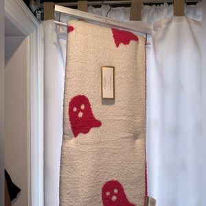 White and Pink Ghost Throw Blanket